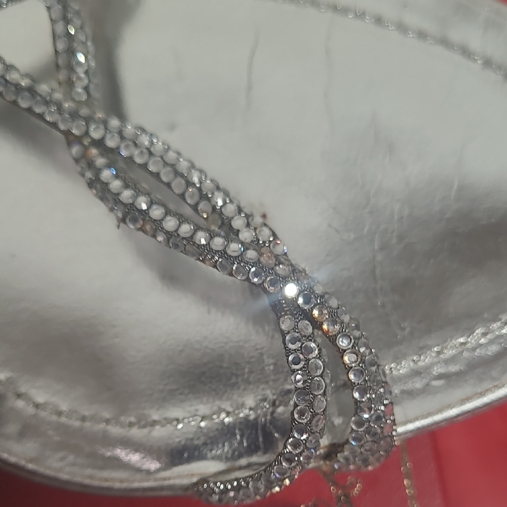 Rene Caovilla Silver Stiletto Heels Strappy Design - Picture 4 of 15